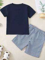 Children's Embroidered Round Neck Tee and Shorts Set