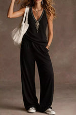V-Neck Tank and Wide Leg Pants Set