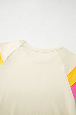 Color Block Stitched Sleeve Loose T Shirt