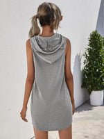 Drawstring Sleeveless Hooded Mini Dress