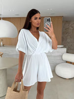 Surplice Short Sleeve Romper