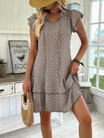 Full Size Ruffled Layered Printed Mini Dress Plus Size