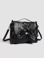 Ruffled Lace Up Bow Backpack Bag