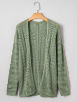 Scalloped Edge Eyelet Knit Batwing Sleeve Cardigan