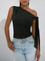 One-Shoulder Tie Detail Top