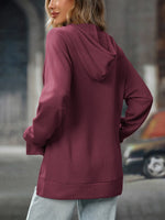 Textured Drawstring Long Sleeve Hoodie