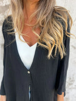Full Size One Button Long Sleeve Shirt Plus Size