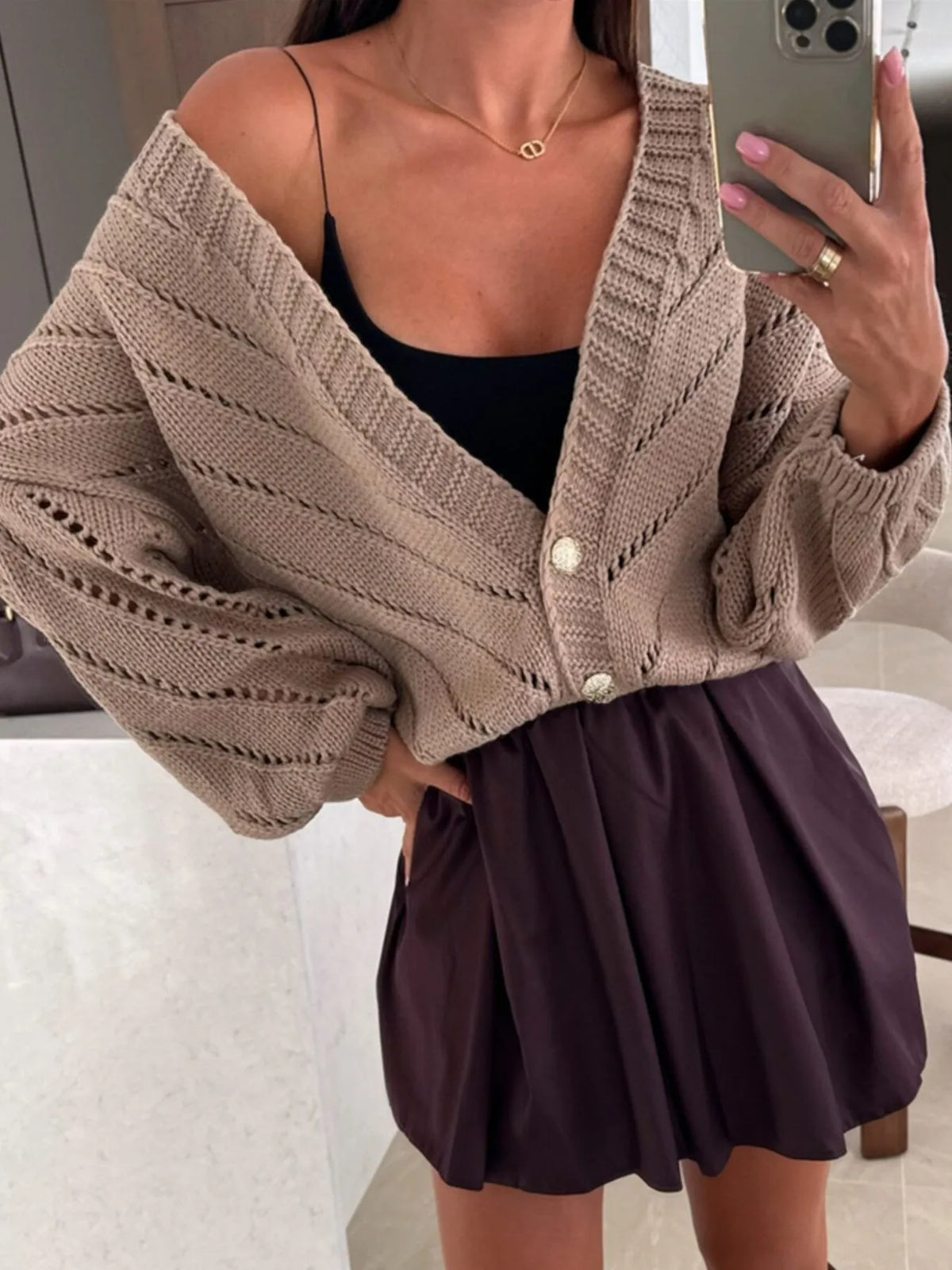 Openwork Long Sleeve Cardigan