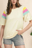 Color Block Stitched Sleeve Loose T Shirt