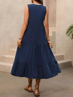 Sleeveless Tiered Ruffle Hem Casual Dress