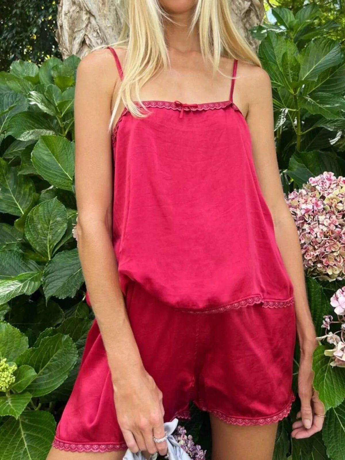 Lace Detail Cami and Shorts Set