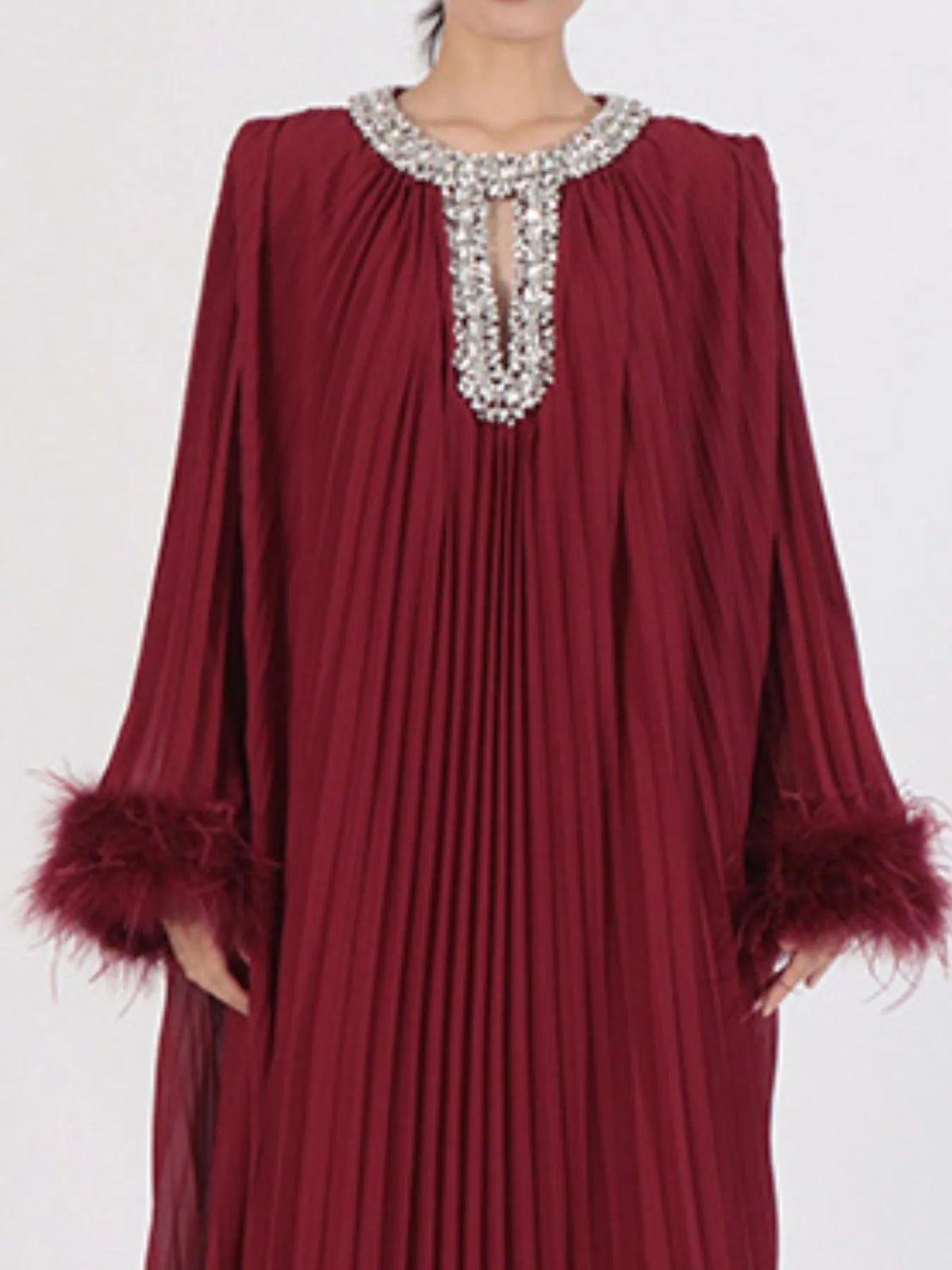 Rhinestone Long Sleeve Maxi Dress