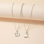 2 Piece Halloween Ghost & Pumpkin Pendant Necklace