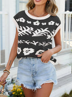 Round Neck Cap Sleeve Knit Top