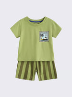 Children's Stamp Graphic Tee & Striped Shorts Set