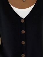 Full Size Button-Front V-Neck Cardigan Plus Size