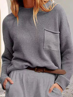 Pocket Detail Dropped Shoulder Sweater