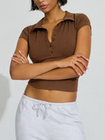 Collared Neck Short Sleeve Top