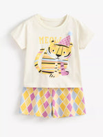 Children's Tiger Round Neck Tee and Shorts Set