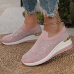 Rhinestone Round Toe Slip-Ons