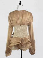 Ruffled Long Sleeve Mini Dress