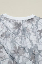 Abstract Woodland Camo Print Baggy Pullover Drawstring Shorts Set
