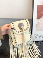 Fringe Rivet Decor Crossbody Bag