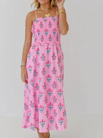 Floral Smocked Adjustable Strap Midi Cami Dress