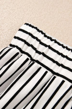 Stripe V Neck Tee and Casual Shorts Set