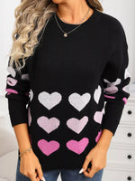 Valentine's Day Heart Pattern Crew Neck Sweater