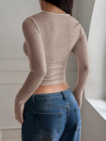 Ribbed Long Sleeve Crop T-Shirt