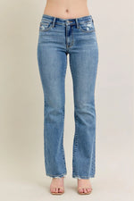 Judy Blue Full Size Mid Rise Wash Destroy Hem Bootcut Jeans Plus Size