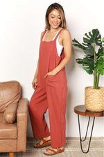 Perfee Wide Leg Overalls with Front Pockets