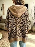 Drawstring Leopard Hooded Sweater