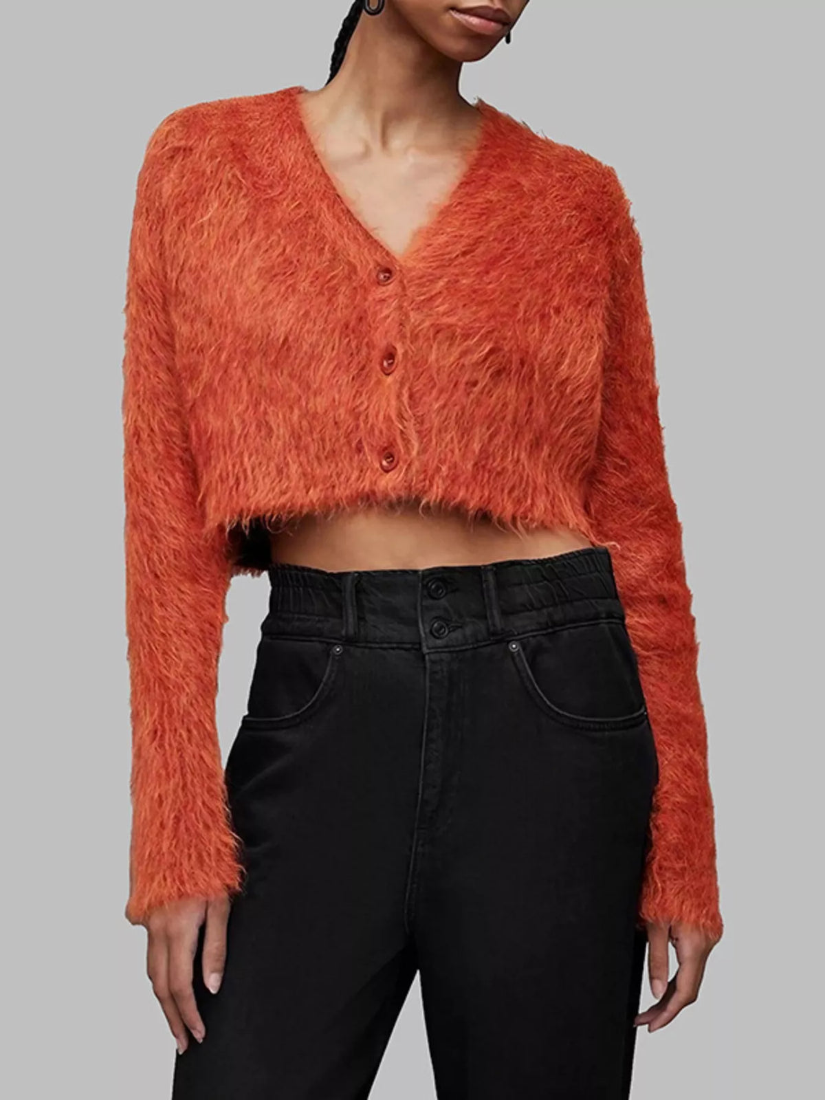 Fluffy Knit Cropped Cardigan