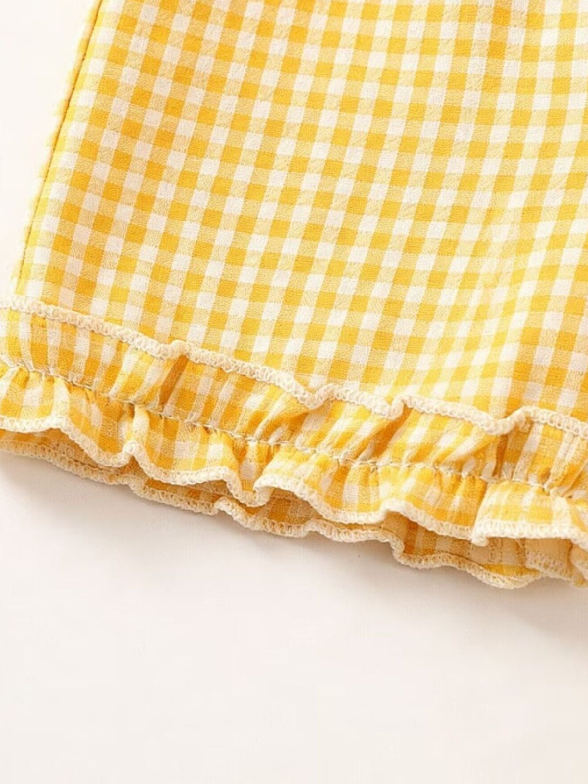 Children's Gingham Ruffle Trim Tank Top & Shorts Set