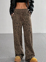 Leopard Wide-Leg Drawstring Pants