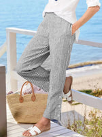 Full Size Striped Side Button Detail Pants Plus Size