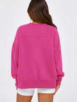 Slit Round Neck Dropped Shoulder Sweatshirt