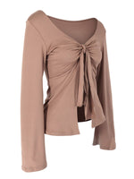 Tie-Front Long Sleeve T-Shirt