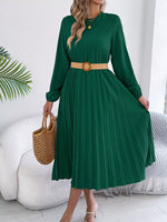 Pleated A-Line Midi Dress