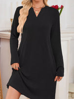 Casual Ribbed Knit Long Sleeve Dress