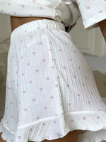 Heart Print Casual Top and Shorts Lounge Set