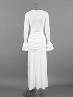 Lace Trim Long Sleeve Maxi Dress