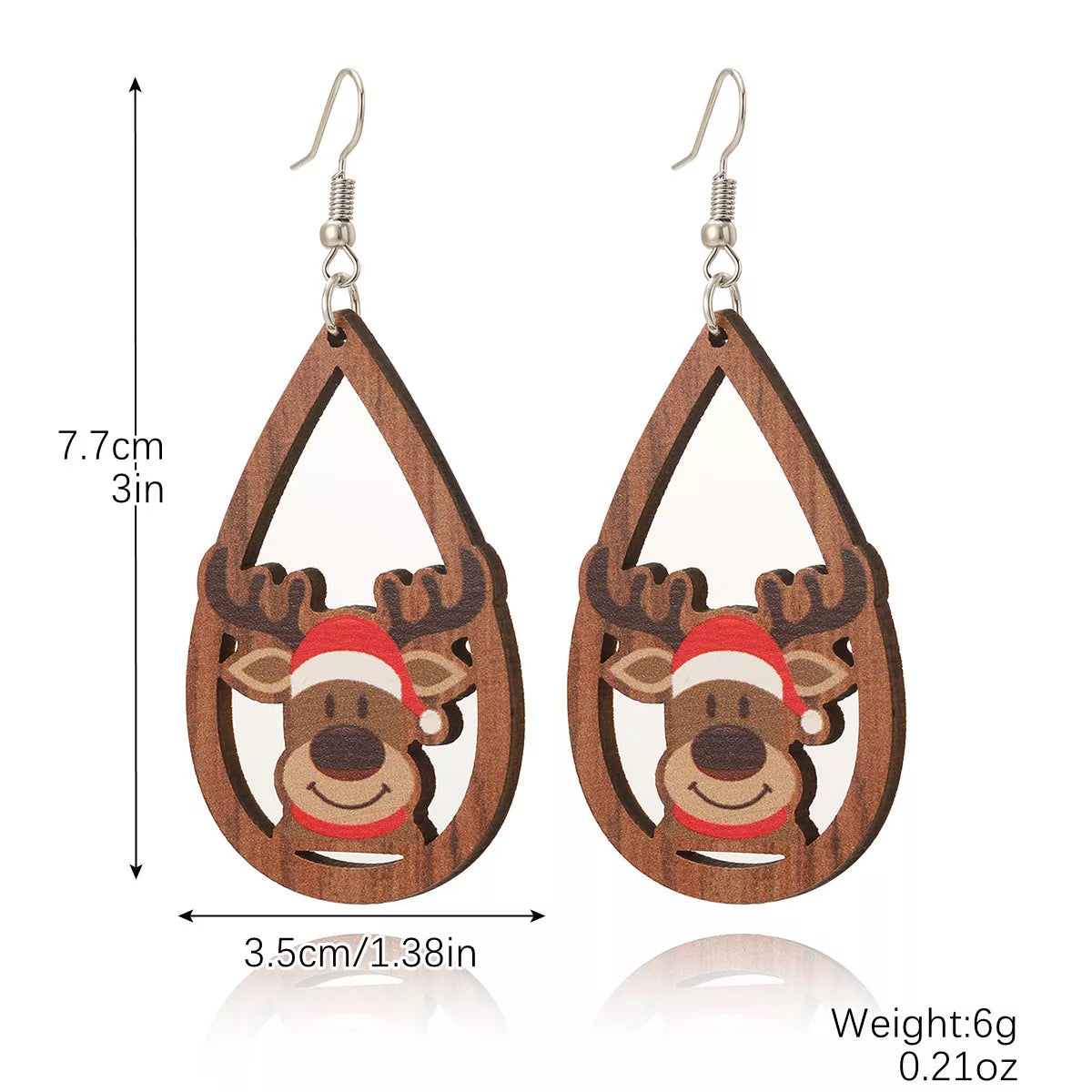 Christmas Reindeer Teardrop Dangle Earrings