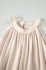 Hollowed Floral Lace Hem Patchwork Loose Halter Summer Dress