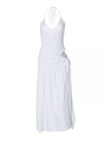 Halter Neck Ruched Bodysuit and Maxi Skirt Set