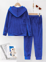 Full Size Velvet Hoodie and Pants Set Plus Size