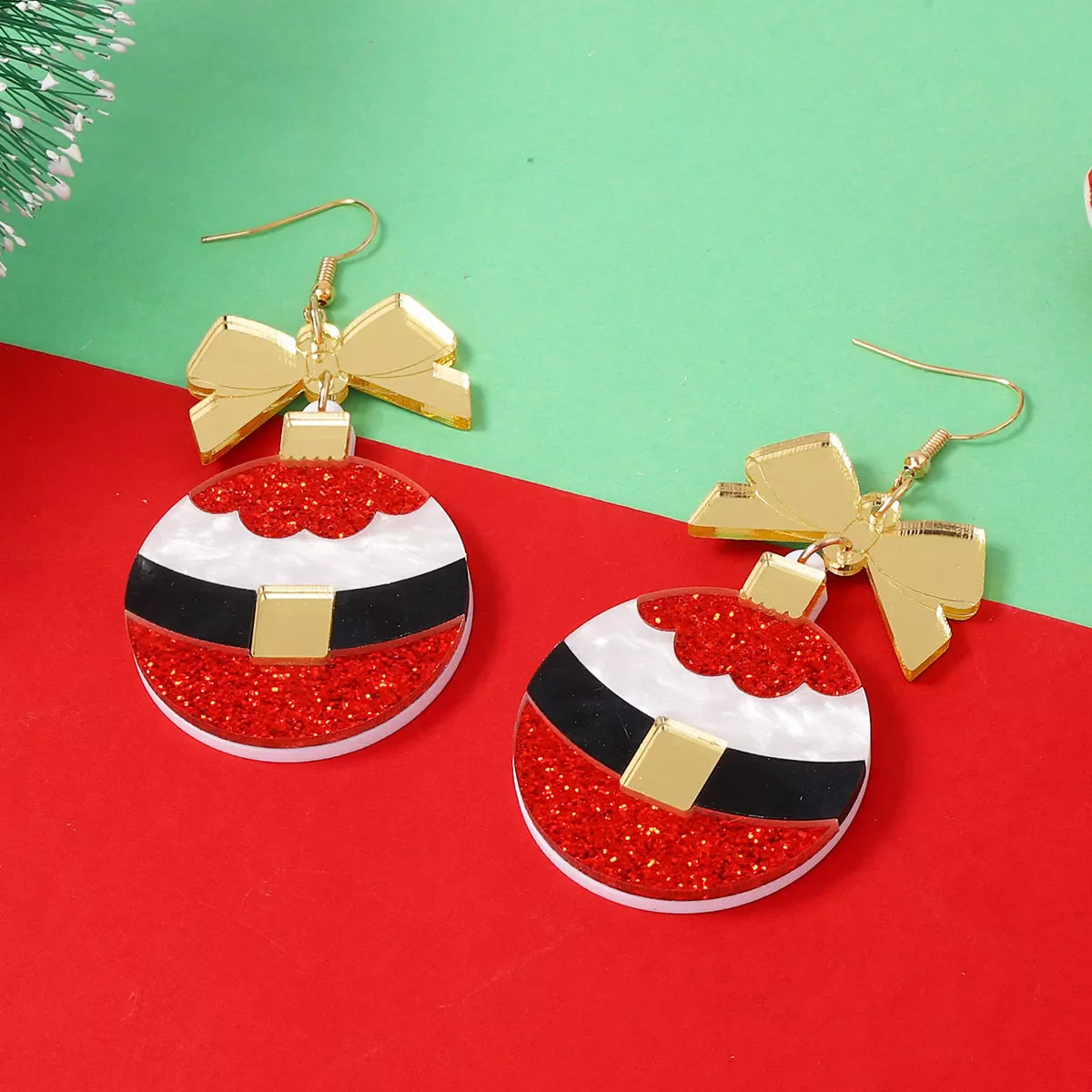 Christmas Dangle Earrings with Bow