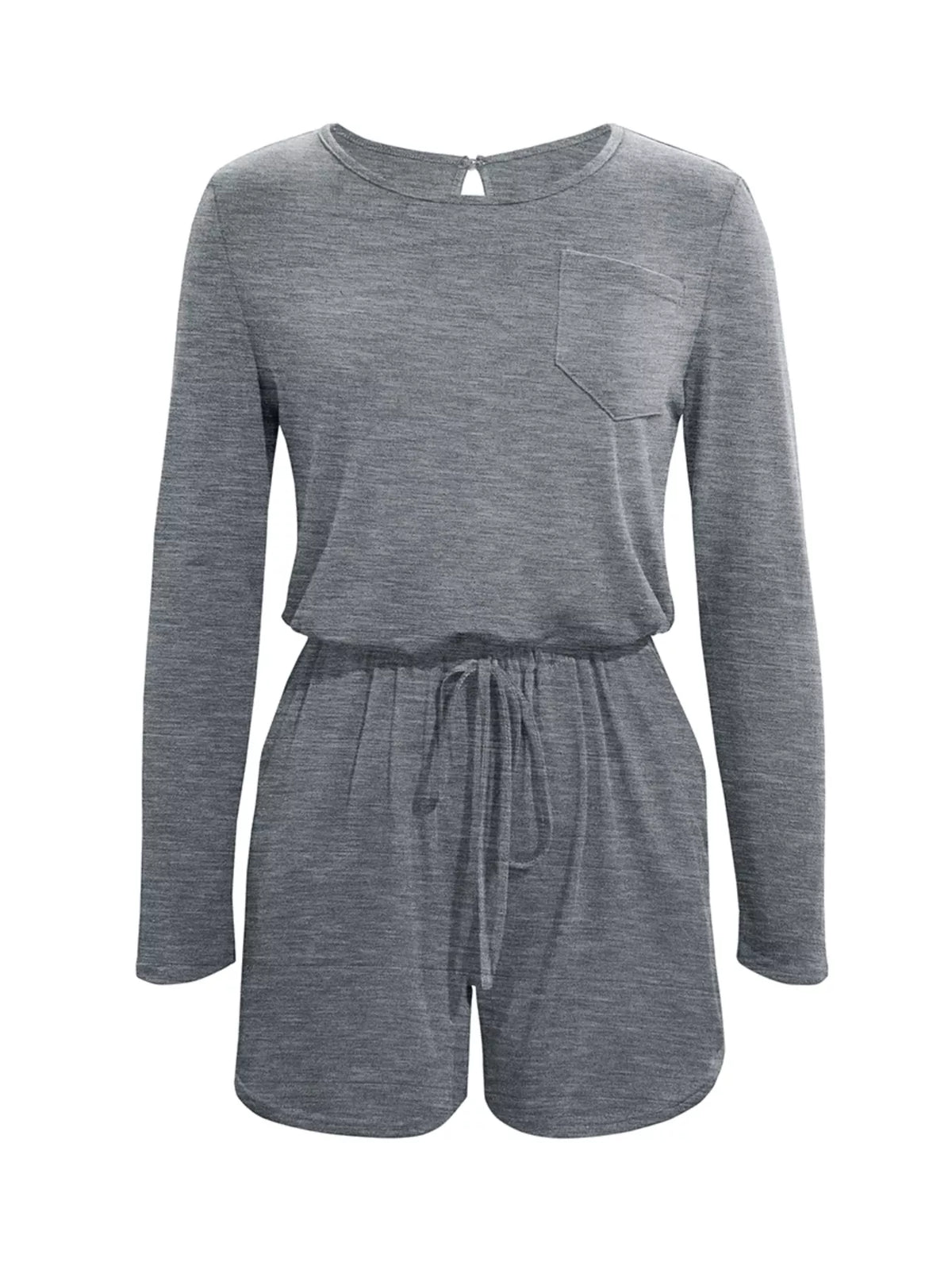 Long Sleeve Drawstring Romper